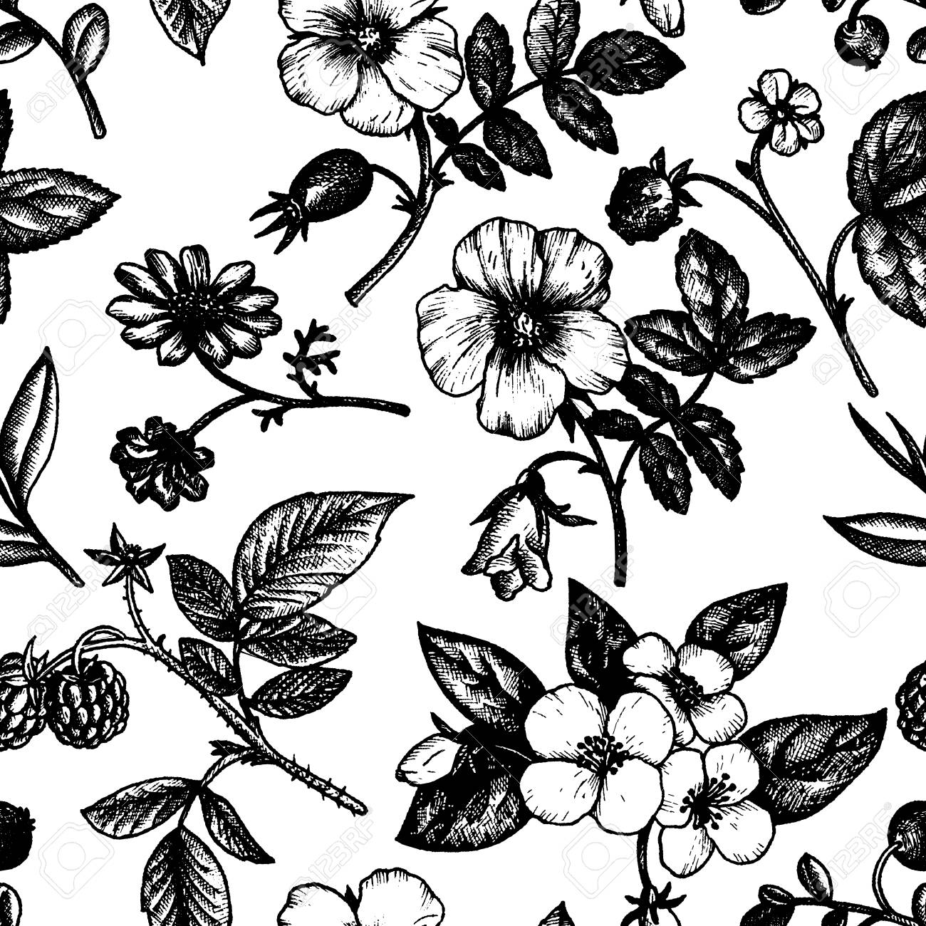 vintage vector floral seamless pattern in victorian style with