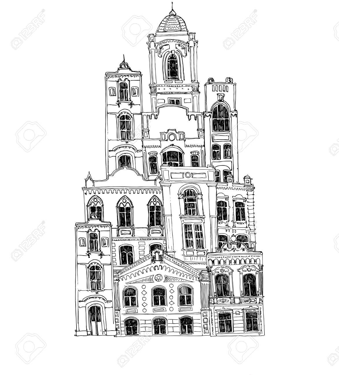 Vektor Hand Gezeichnete Hauser Strichzeichnung Villen Skizze Von Gebauden Stadtisches Element Lizenzfrei Nutzbare Vektorgrafiken Clip Arts Illustrationen Image 92479218