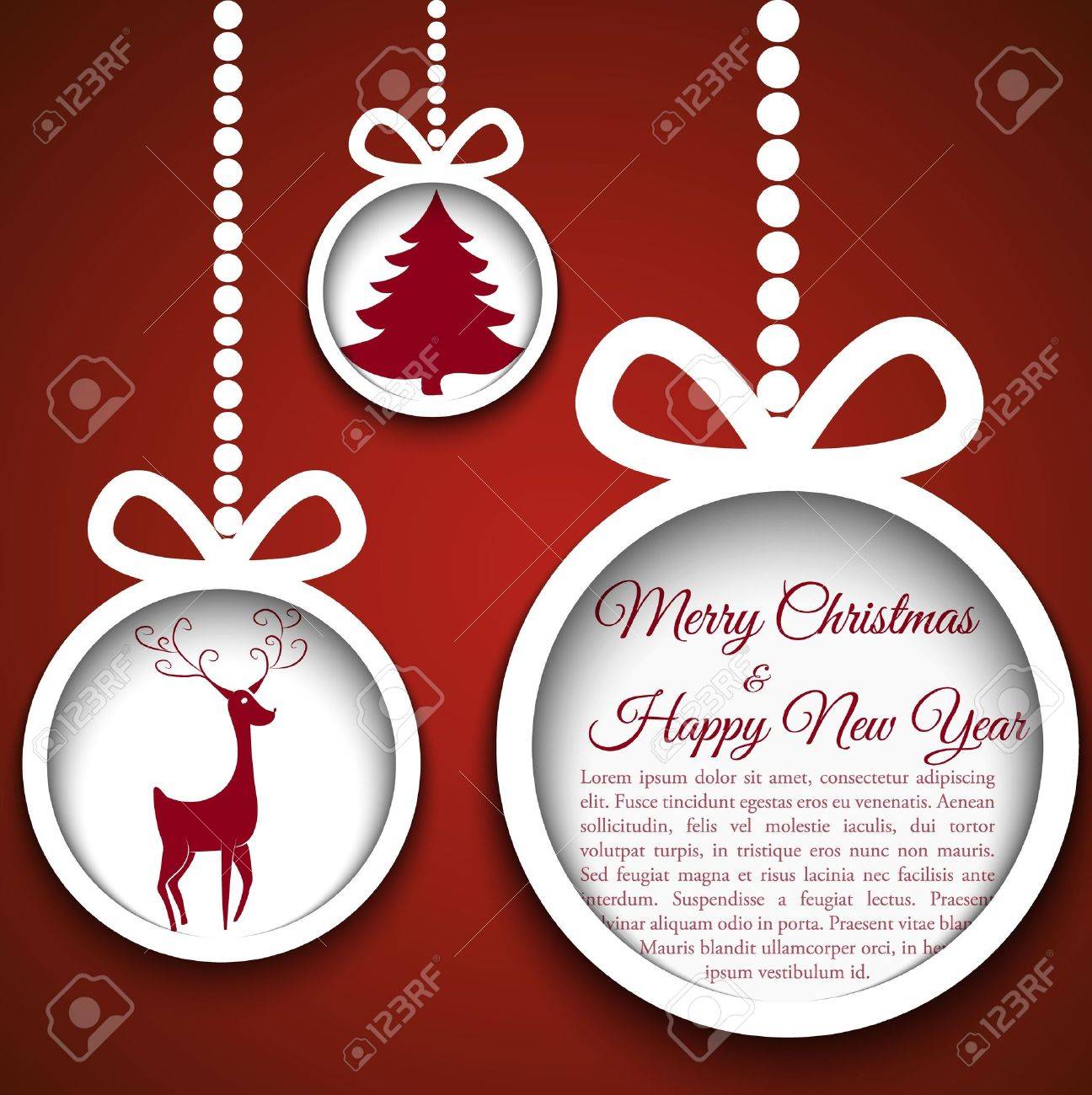 Christmas ball cutted from paper on blue background illustration for your design - 16878740 Christmas ball cutted from paper on blue background illustration for your design - 16878740