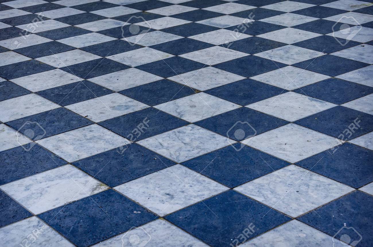 青と白の市松模様の大理石の床パターン の写真素材 画像素材 Image