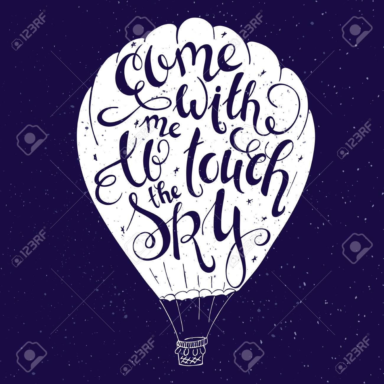 Illustration De Lettrage A La Main Citation Inspirante Venez Avec Moi Pour Toucher Le Ciel En Ballon Silhouette Peut Etre Utilise Pour Saint Valentin Belle Carte Cadeau Clip Art Libres De Droits