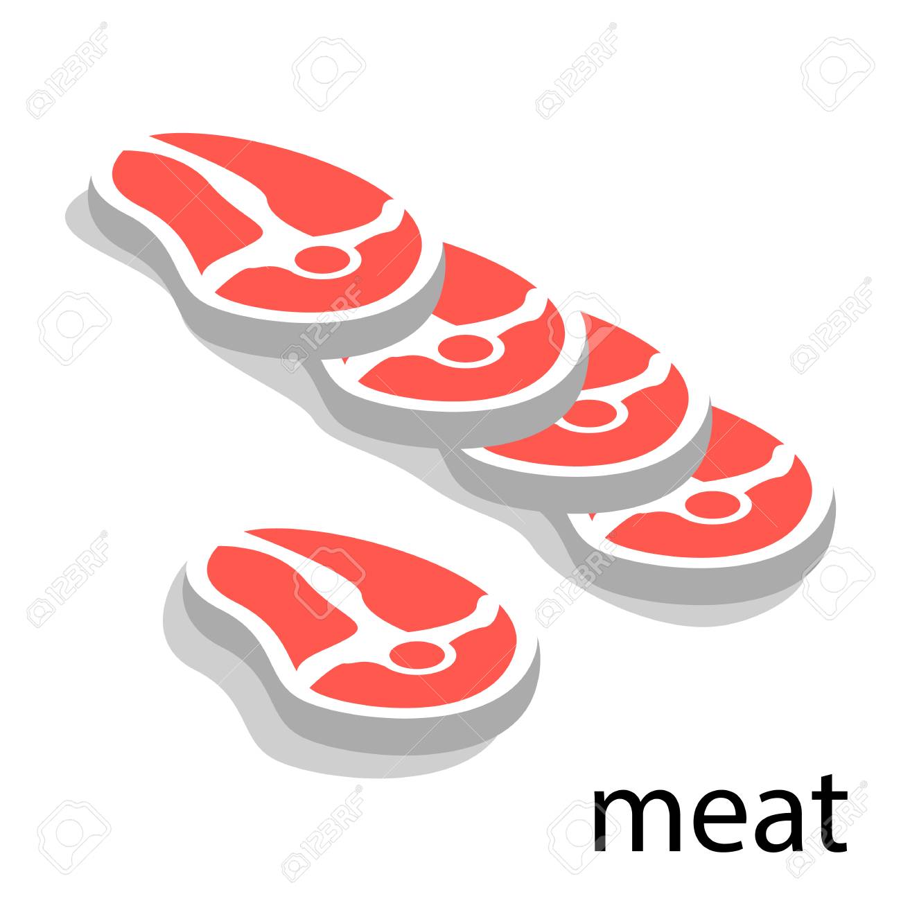 アイソメトリック3dベクトルイラスト スライス刻んだ新鮮な肉のイラスト素材 ベクタ Image