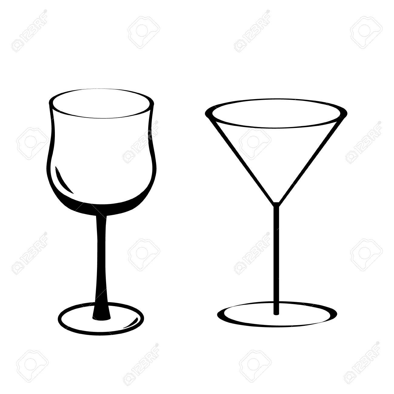 カクテル グラスを持つ白黒画像 のイラスト素材 ベクタ Image