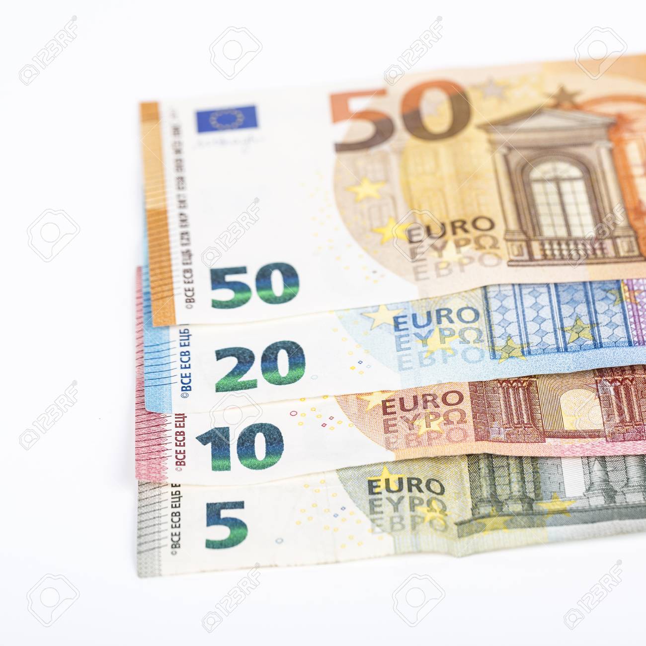 European Union Currency Euro Banknotes Bills Background. 2, 10, 20 And 50  Euro. Concept Success Rich Economy. On White Background Europe Stock Photo,  Picture and Royalty Free Image. Image 83868774.