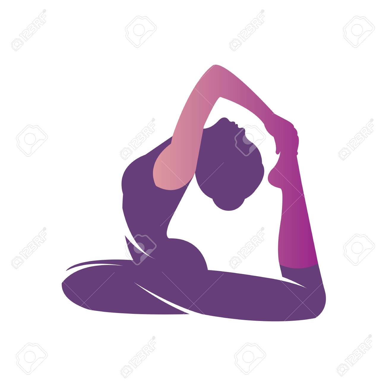 Beautiful Woman Practicing Yoga Girl Do Yoga Pose Of A Dove Asana Eka Pada Rajakapotasana Sports Vector Illustration With Young Girl In Gradient Flat Style Healthy And Wellness Lifestyle Royalty Free Cliparts