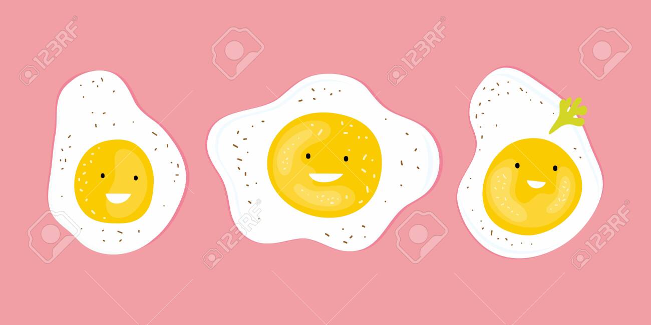 Happy Scrambled Eggs Funny Cartoon Characters Fried Eggs Hand Royalty Free Cliparts Vectors And Stock Illustration Image