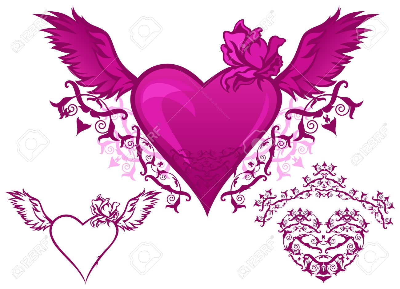 set of beautiful hearts elements for design royalty free cliparts design hearts