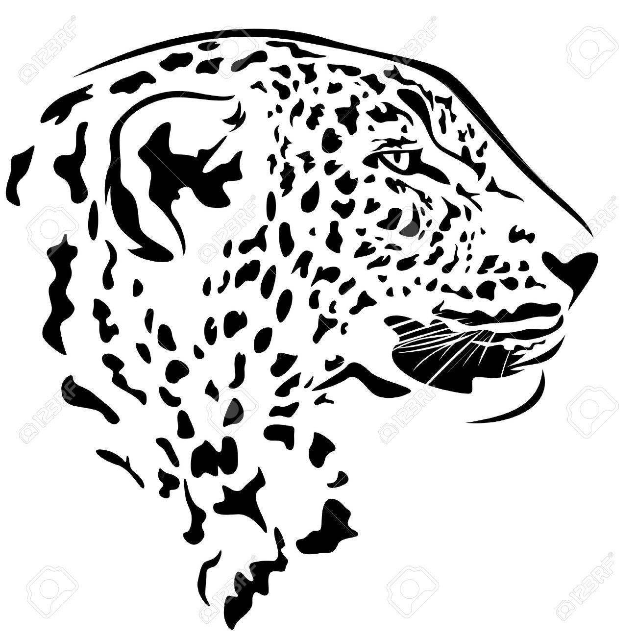 leopard head profile design - black and white animal outline - 27446330 leopard head profile design - black and white animal outline - 27446330