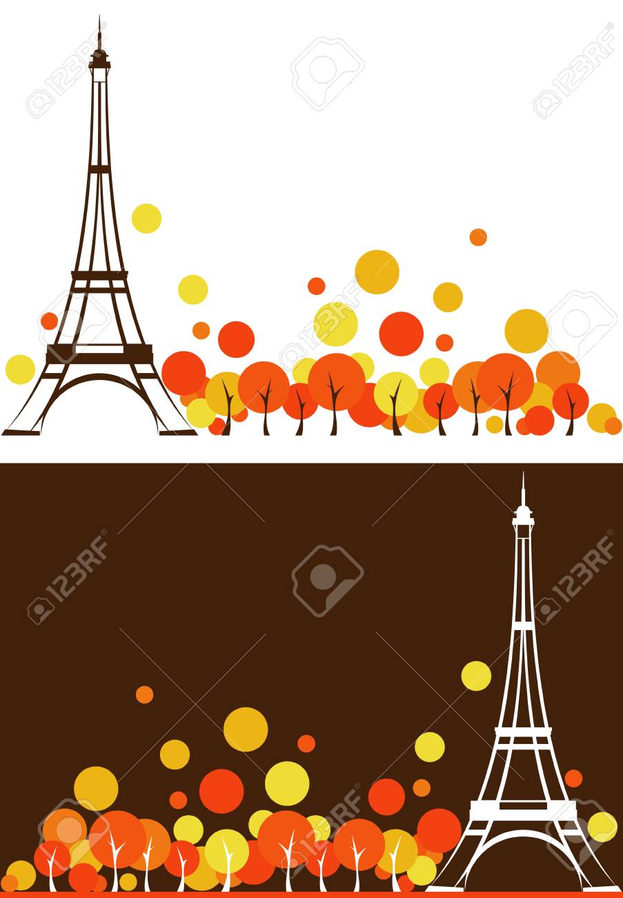 秋の季節にパリ市背景 フランスのベクトルのデザイン要素 のイラスト素材 ベクタ Image