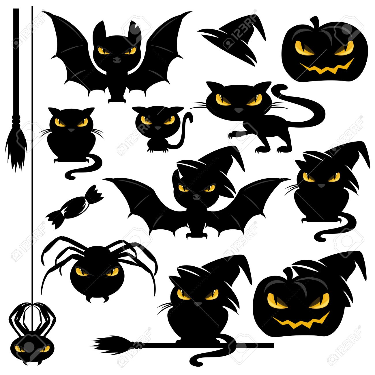 ハロウィン モンスター デザイン要素設定 おかしいベクトル動物 猫 コウモリ クモ カボチャ コレクションのイラスト素材 ベクタ Image ハロウィン モンスター デザイン要素設定 おかしいベクトル動物 猫 コウモリ クモ カボチャ コレクションのイラスト素材 ベクタ Image