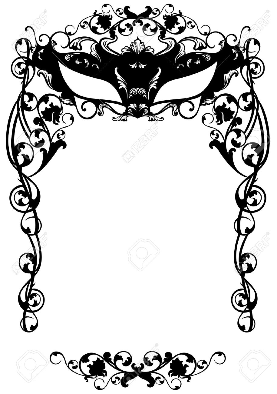 invitation to masquerade party with carnival mask black and