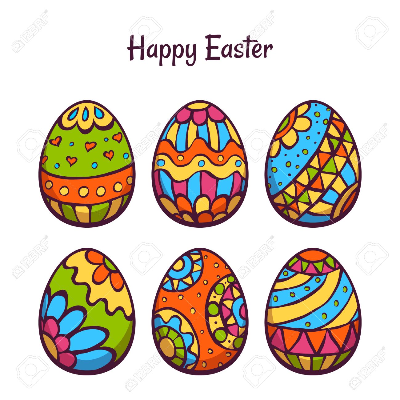 Vector Reihe Von Comic Farbe Eier Fur Ostern Lizenzfrei Nutzbare Vektorgrafiken Clip Arts Illustrationen Image 35371762