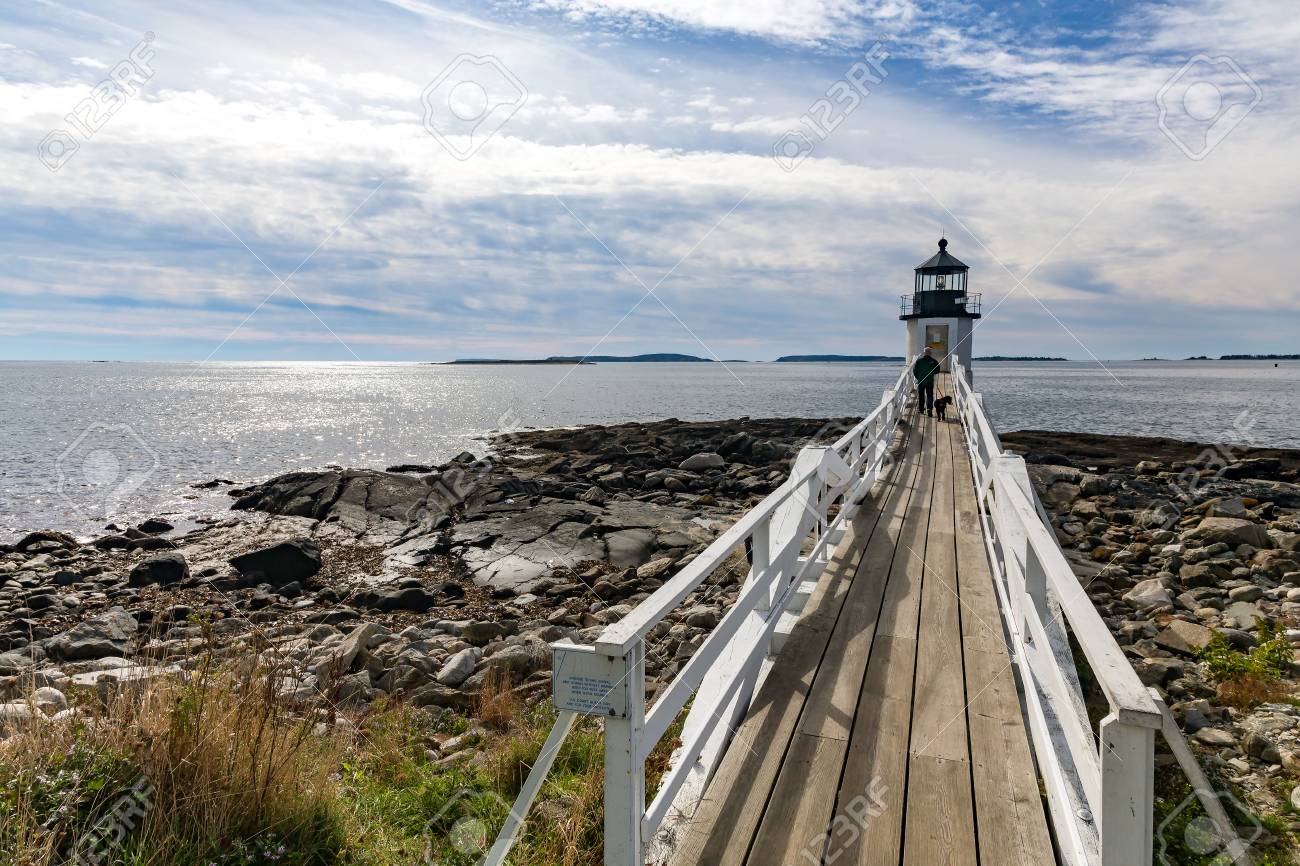 Marshall Point Lighthouse In Port Clyde, Maine. This Lighthouse Is Known As  The Beacon Actor Tom Hanks Ran To In His Running Journey In The Movie  Forrest Gump. Stock Photo, Picture and, image size:1300x866