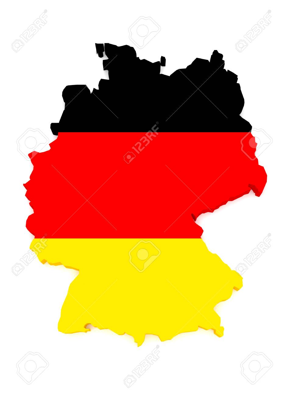 3d Illustration De L Allemagne Carte Avec Drapeau Allemand Isole Sur Fond Blanc Banque D Images Et Photos Libres De Droits Image