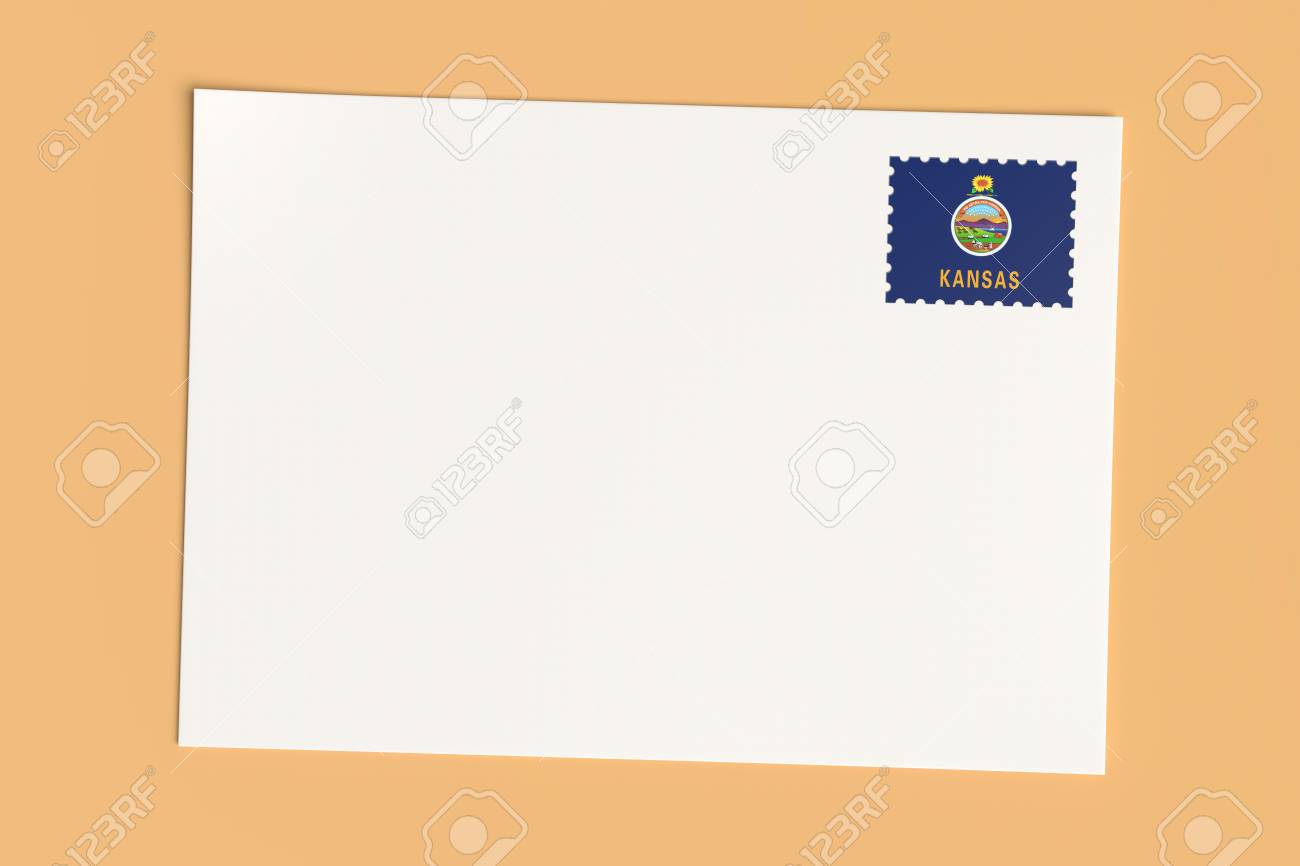 letter or postcard from us states blank white card with kansas