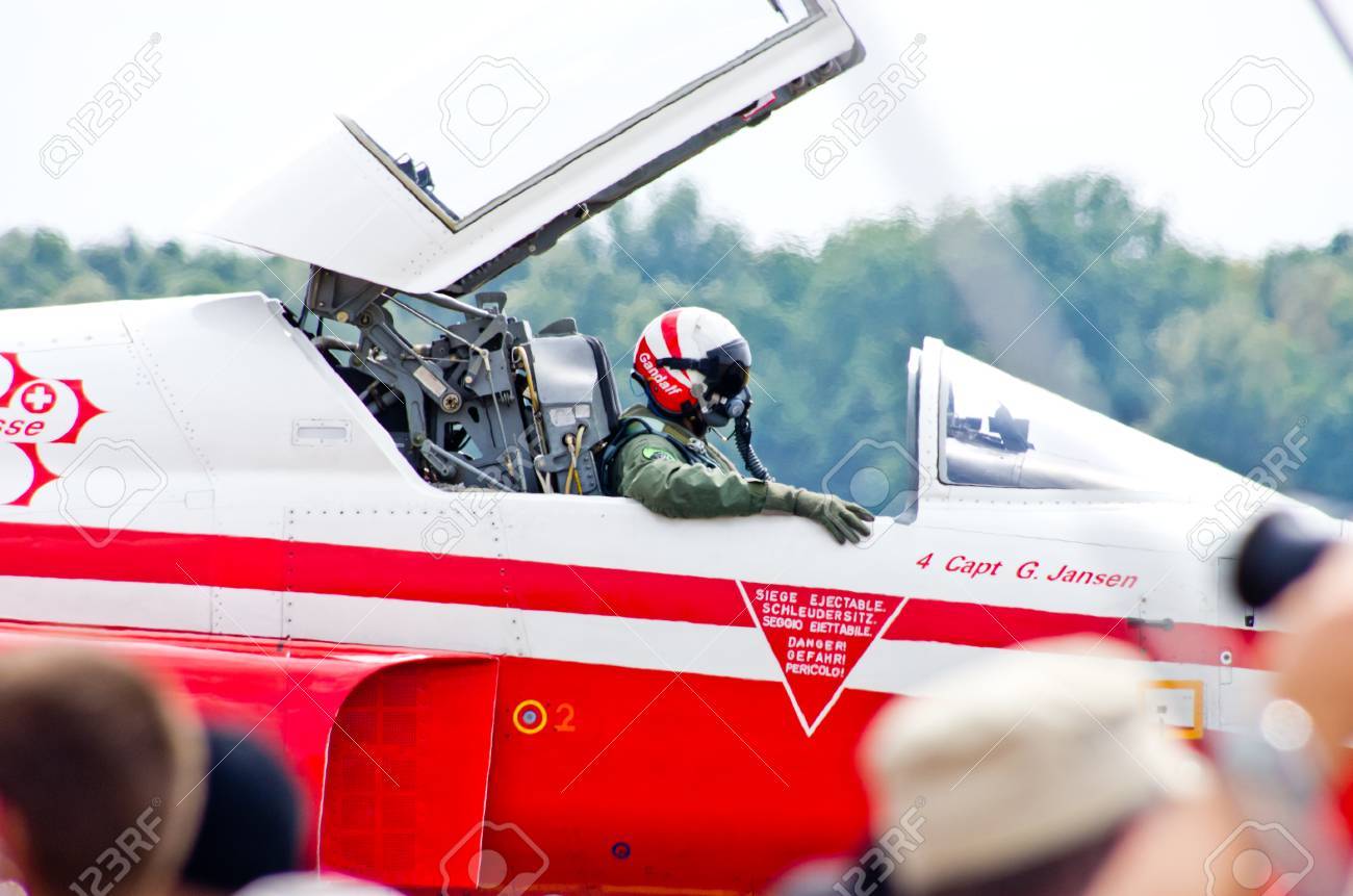 RADOM, POLAND AUGUST 22, 2015: Display Od Swiss Group Radom Poland August 22 Patrouille Suisse Aerobatic Display