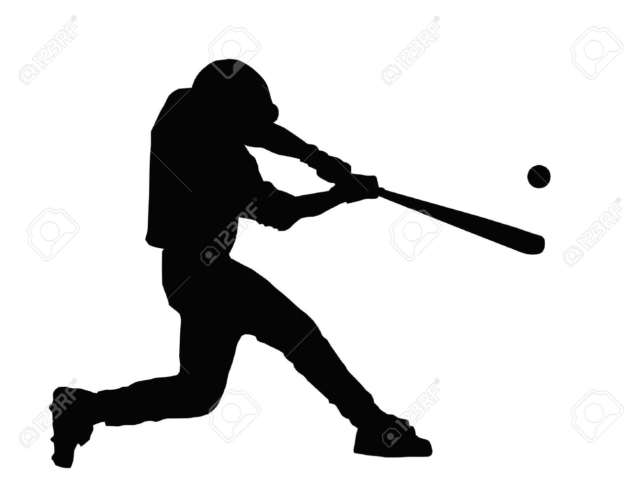 baseball batter hitting ball with bat for home run royalty free