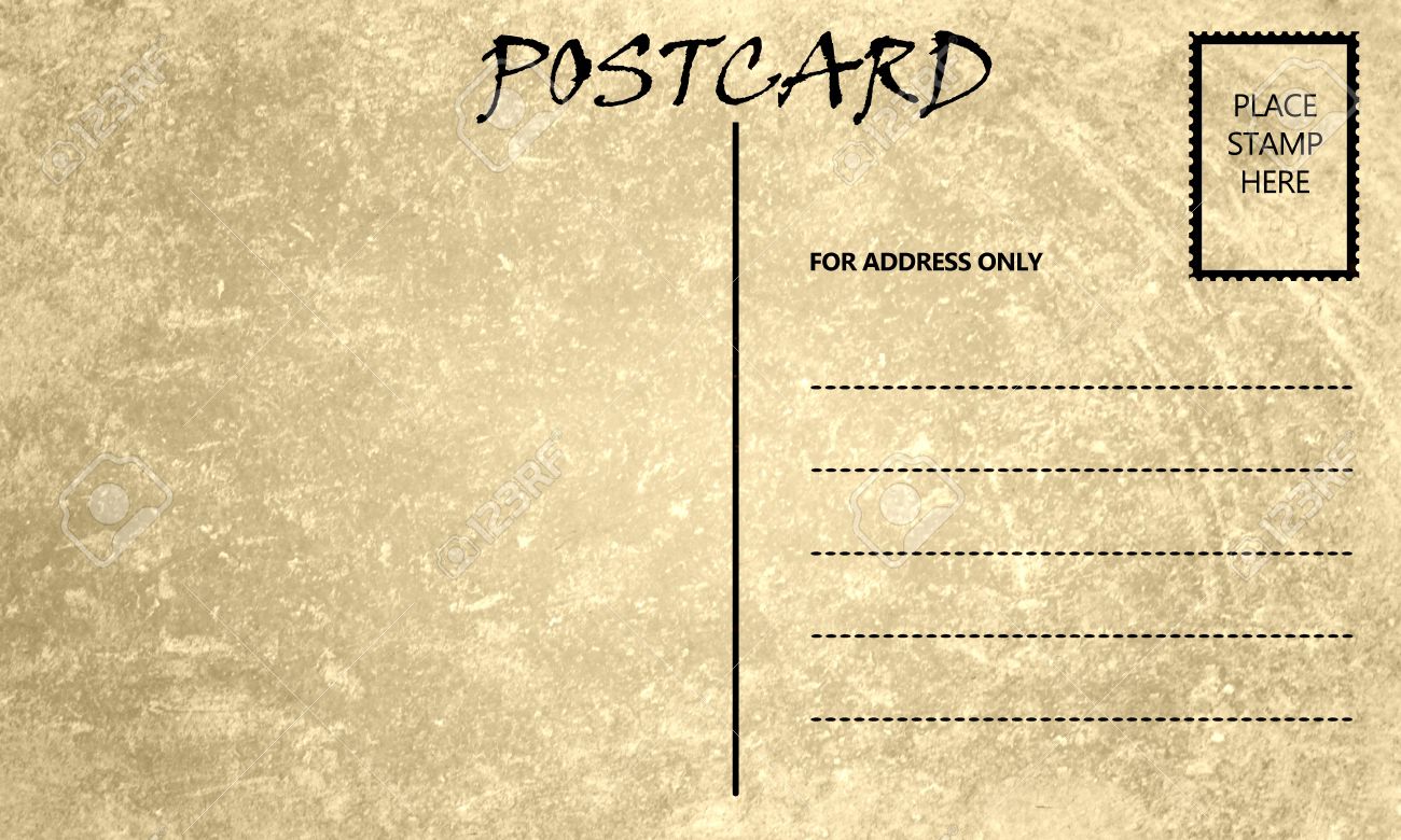 vintage stained postcard template with copy area stock photo