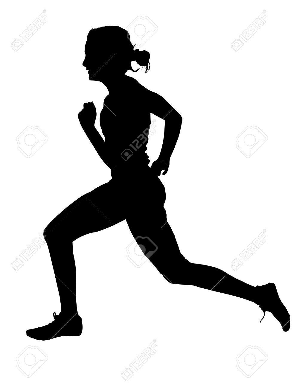 スピード違反女性トラック ランナー シルエットの側面のプロフィールのイラスト素材 ベクタ Image
