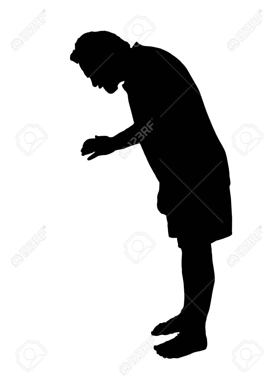 全長側プロファイル肖像画を見下ろして男のシルエットのイラスト素材 ベクタ Image