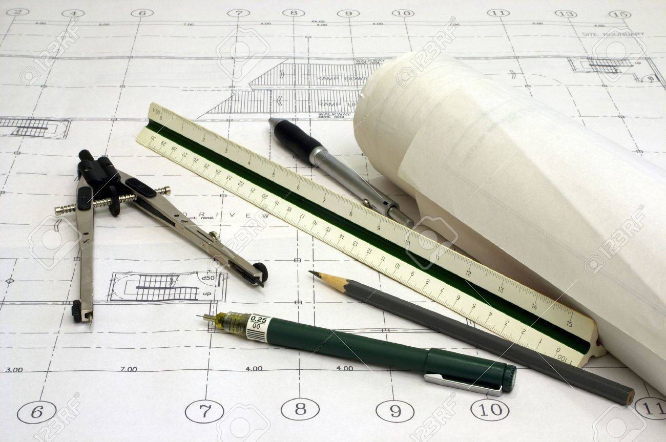 architectural drawings with various