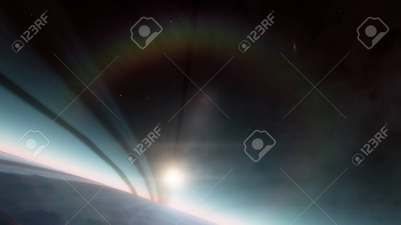 Planet In The Space Colorful Art Solar System Gradient Color