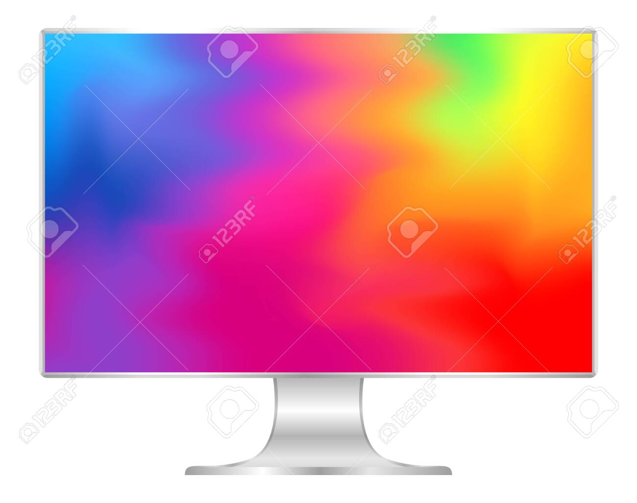 Mock Up Computer And Wallpaper Colorful Colors Flat Monitor With Multi Colors Vivid Full Screen Pc