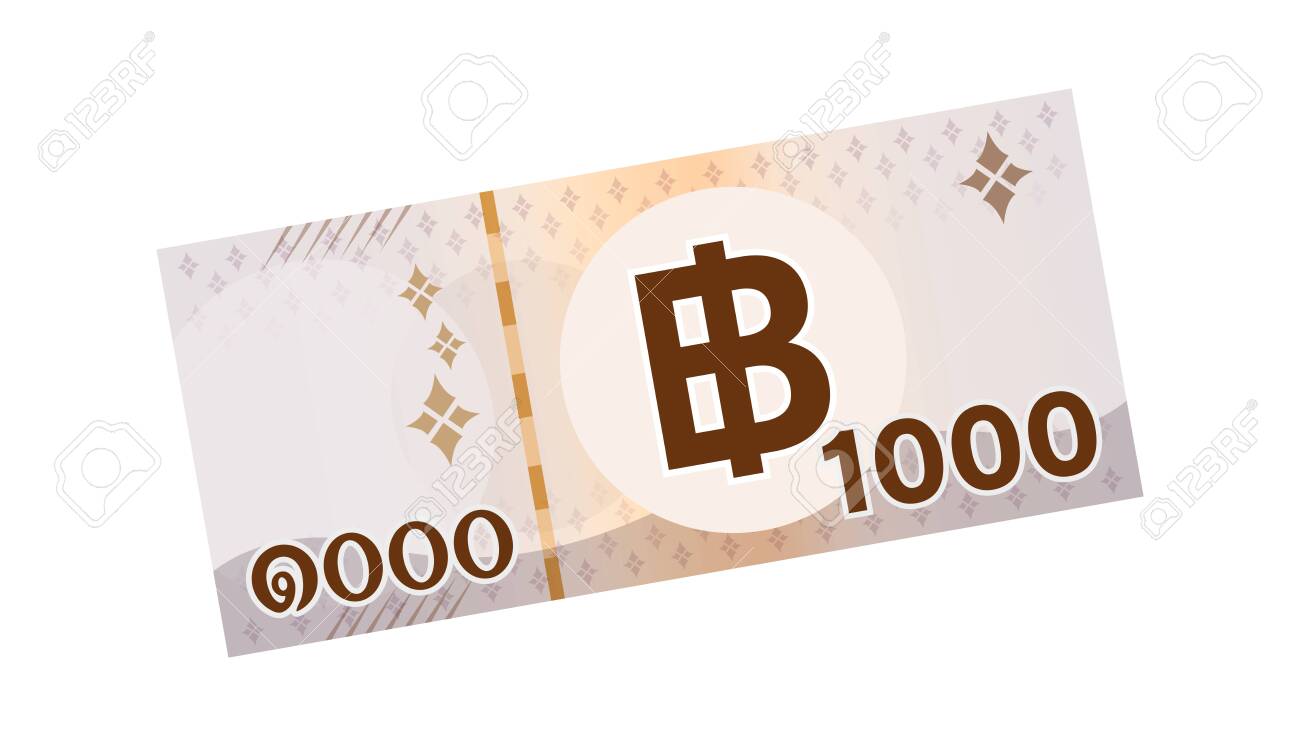 1,000 Baht Thai Banknote Money, Thai Currency One Thousand THB Concept,  Bank Note Money Thailand Baht For Business And Finance Icon, Paper Money  Isolated On White Background Royalty Free SVG, Cliparts, Vectors,