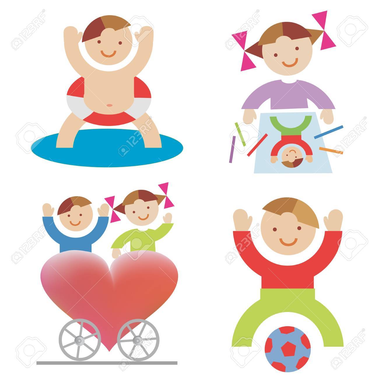 子ども達の遊びの 4 つのイラスト イラスト のイラスト素材 ベクタ Image