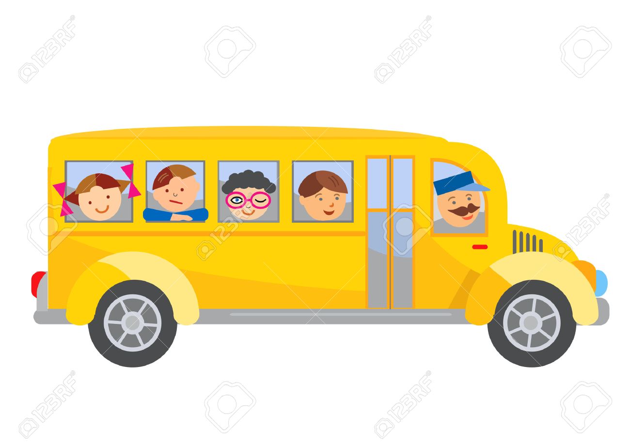 school bus cartoon cartoon of yellow school bus with children