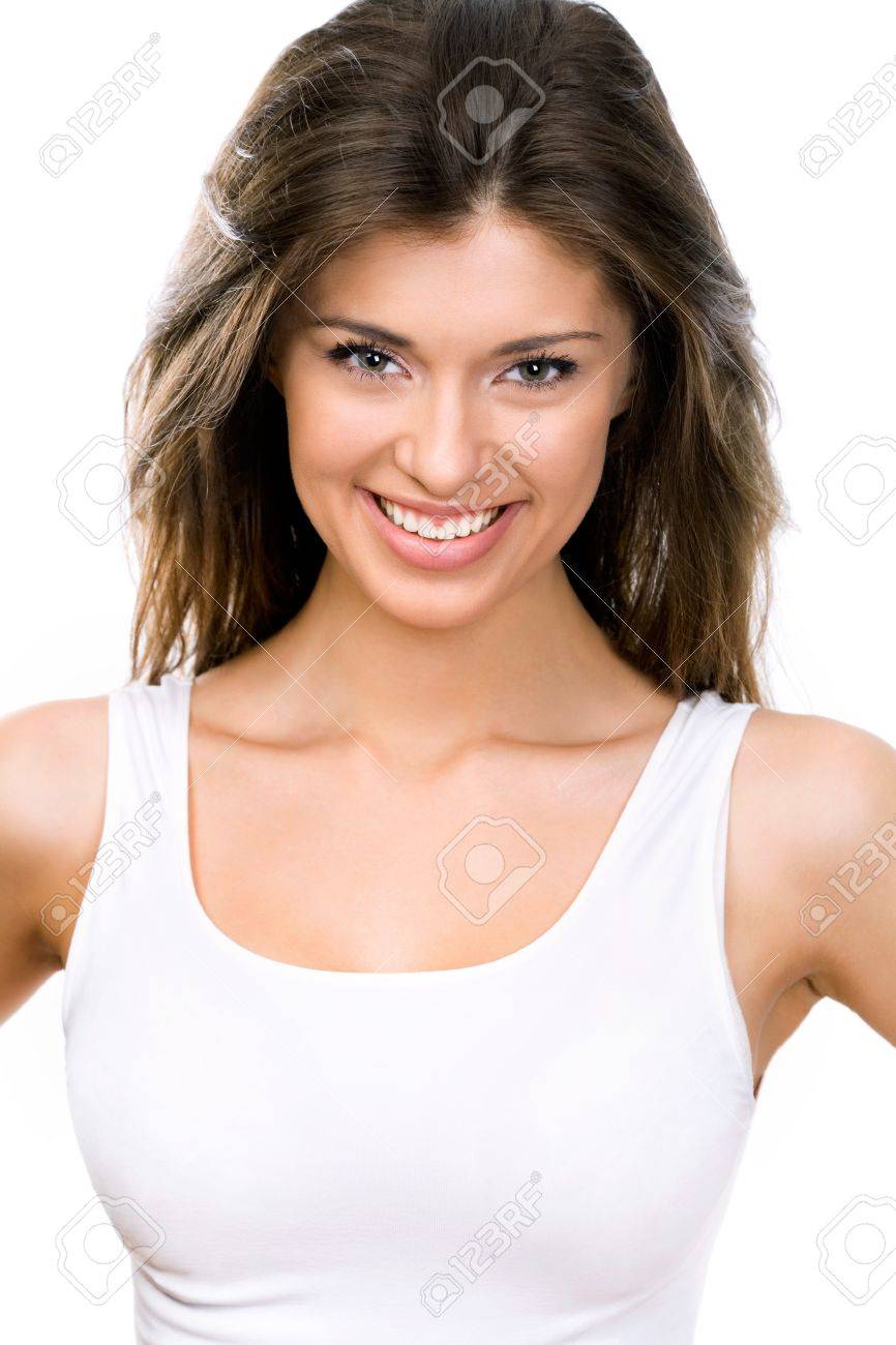 Beautiful young woman face. Isolated on white background - 12509094 Beautiful young woman face. Isolated on white background - 12509094