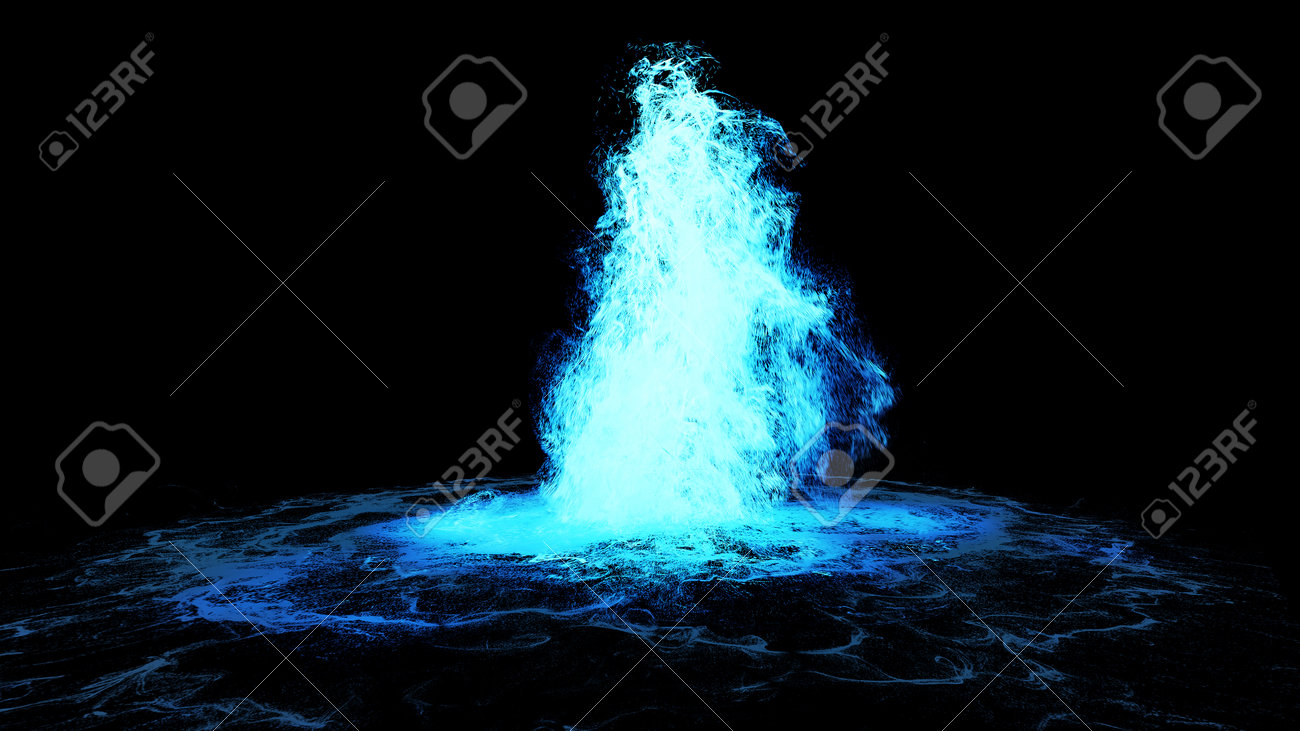 Magic blue fire isolate on dark. 3d rendering. - 162391695 Magic blue fire isolate on dark. 3d rendering. - 162391695