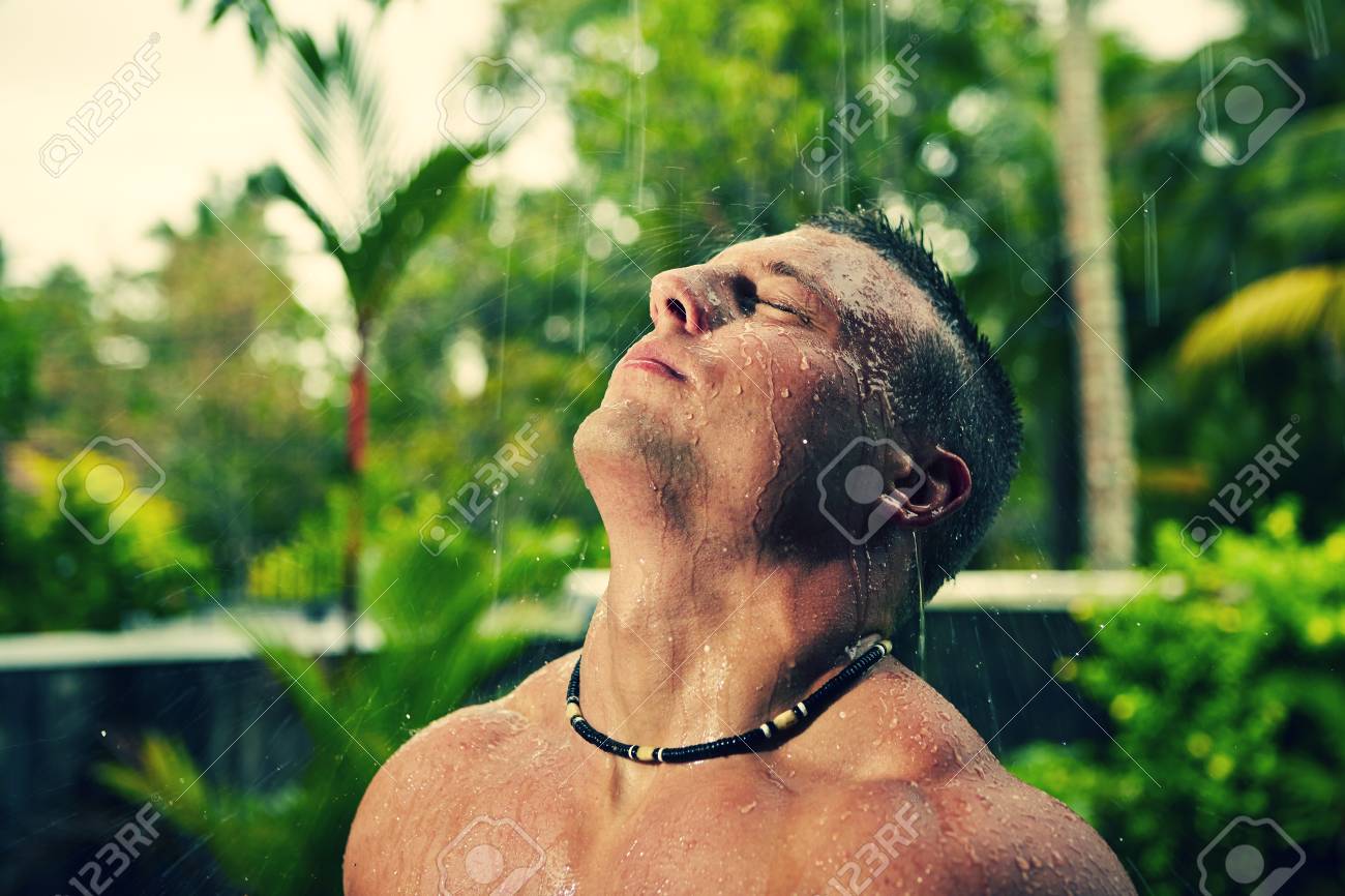 Muscular Man Is Having Shower In The Rain Stock Photo Picture And Royalty Free Image Image 22936704