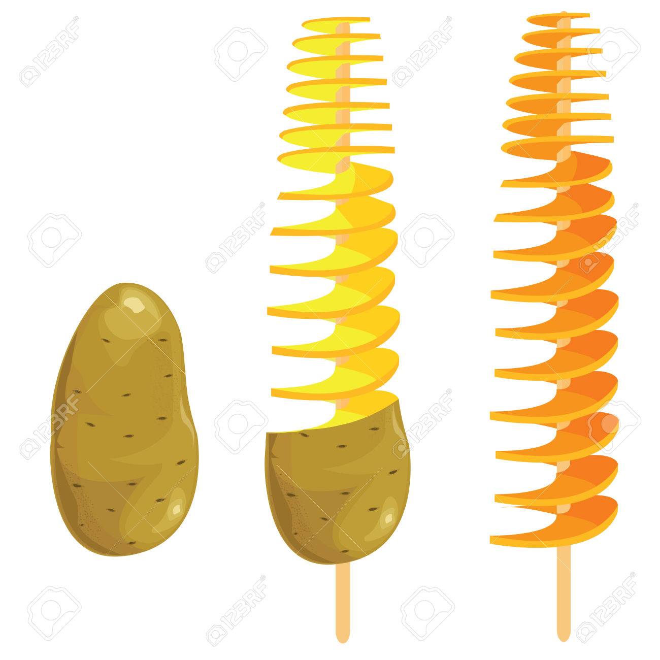 イラスト 白い背景の上のスパイラル ポテトのイラスト素材 ベクタ Image