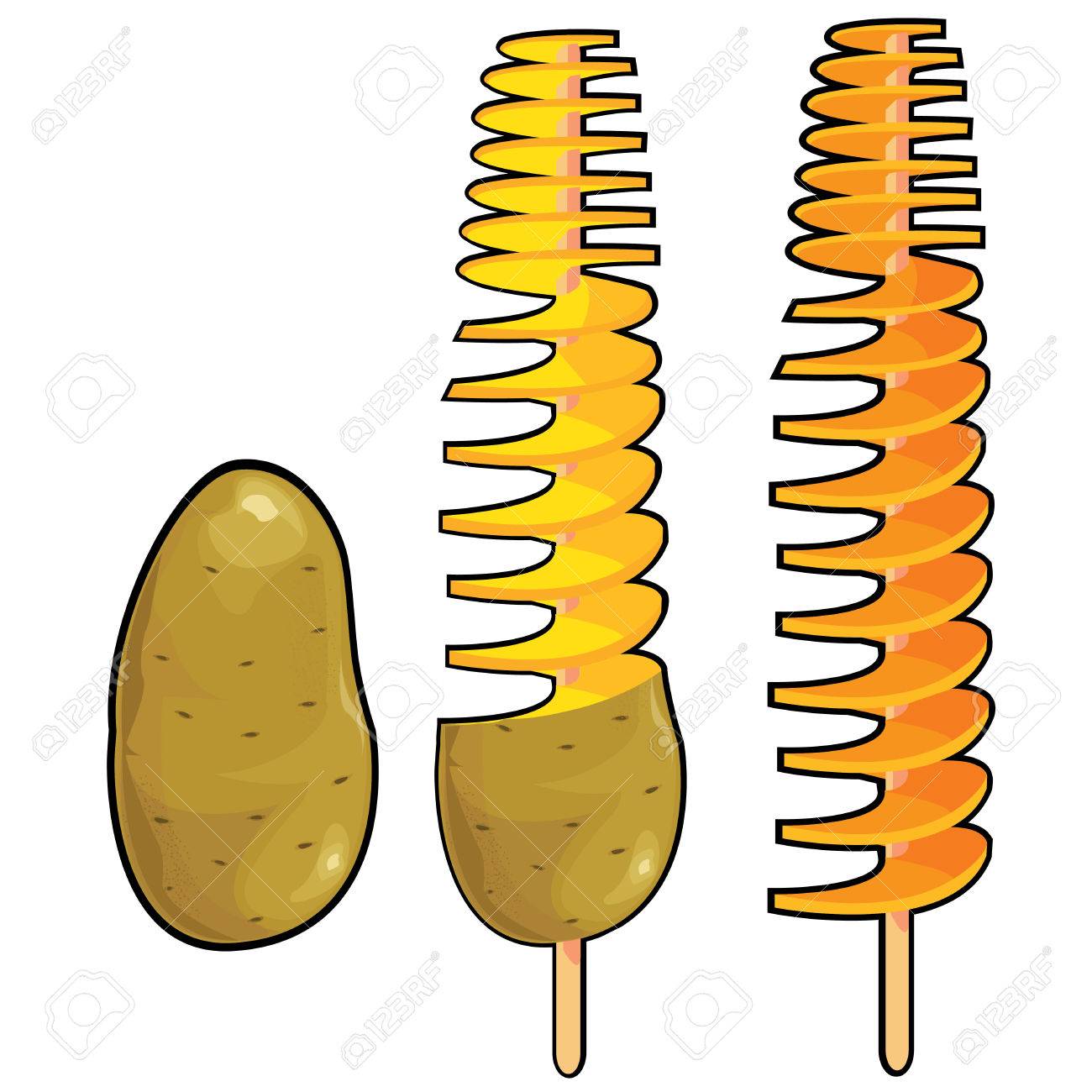 イラスト 白い背景の上のスパイラル ポテトのイラスト素材 ベクタ Image