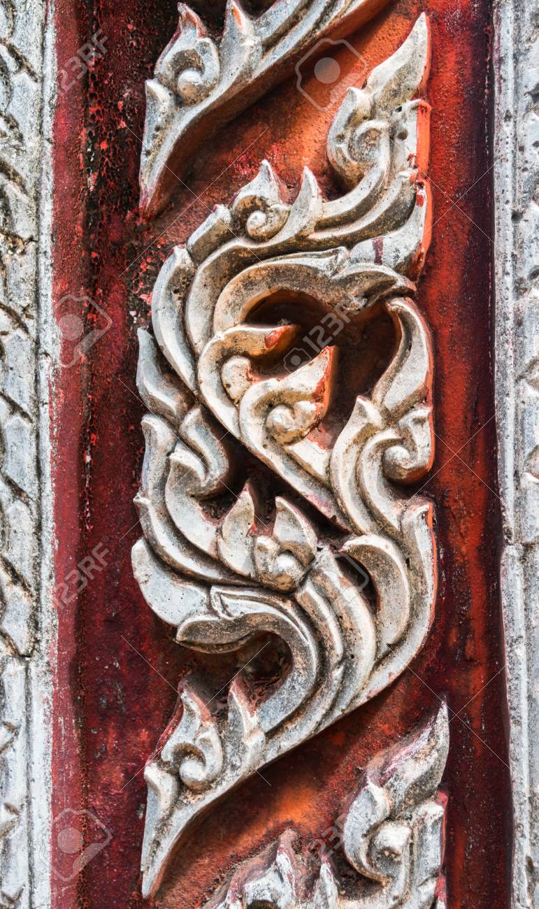 Edad Lai Tailandes Estucos De Arte En La Pared Roja Patron De