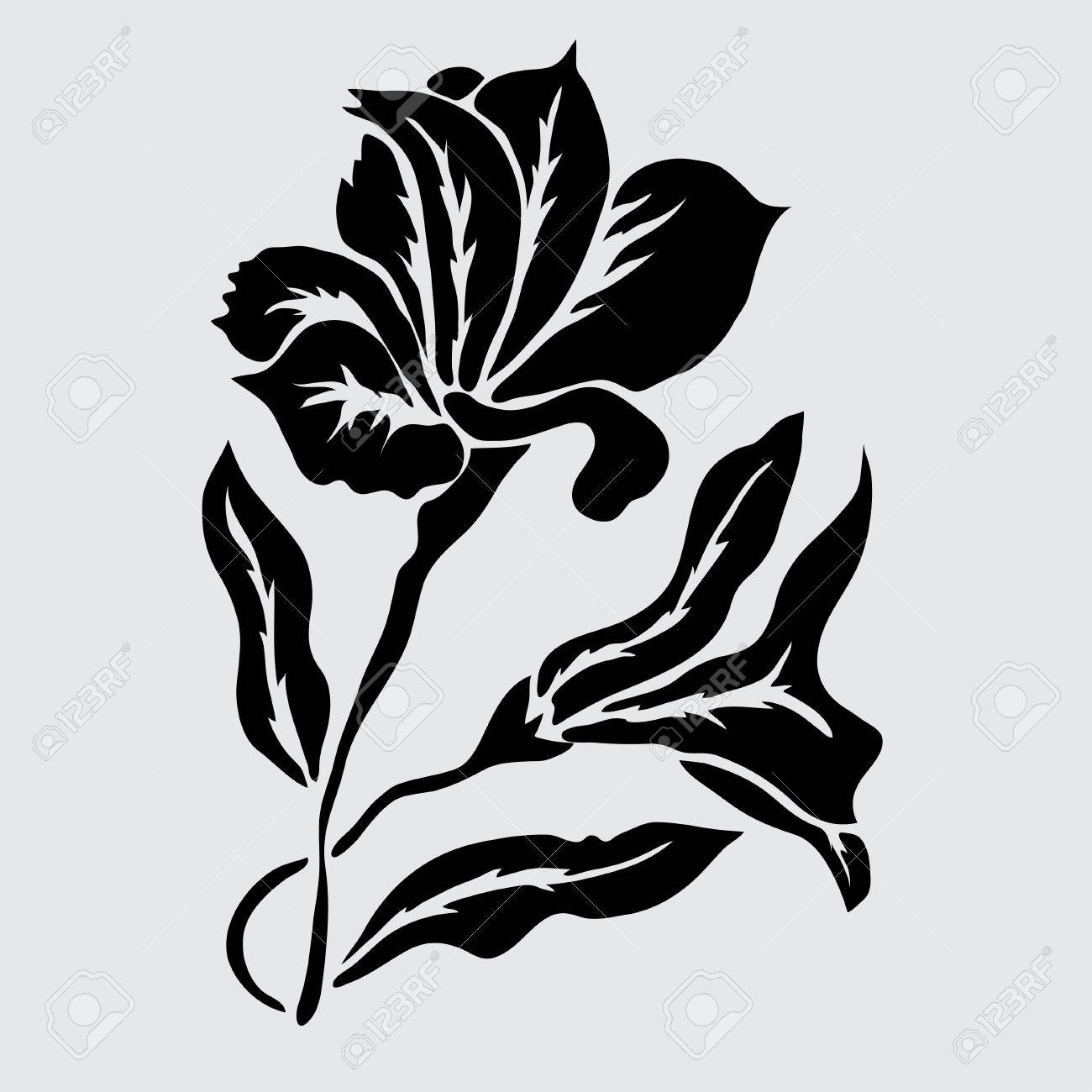 エレガントな装飾的なユリの花をデザイン要素 花の枝 ビンテージのウェディング招待状 グリーティング カード バナーの花飾り のイラスト素材 ベクタ Image