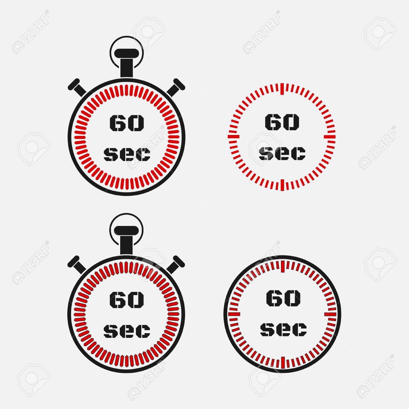 timer 60 seconds on gray background stopwatch icon set timer
