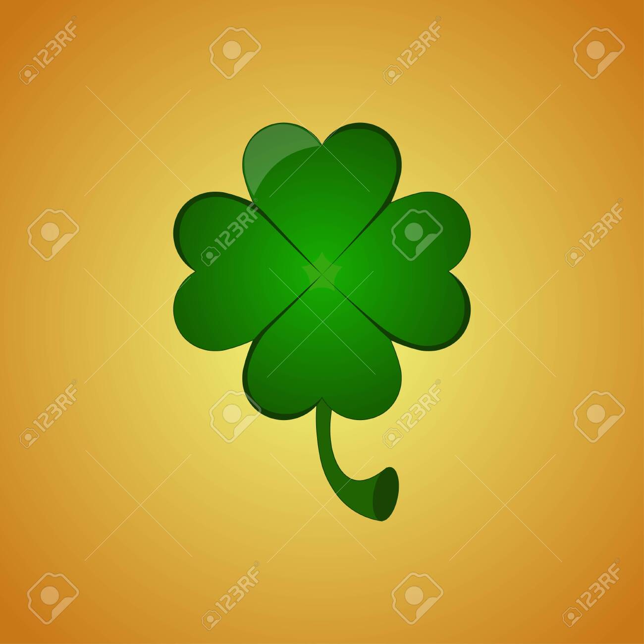 Four leaf clover on orange background. Greeting card for St. Patrick's Day. Vector illustration EPS 10. - 146542002 Four leaf clover on orange background. Greeting card for St. Patrick's Day. Vector illustration EPS 10. - 146542002