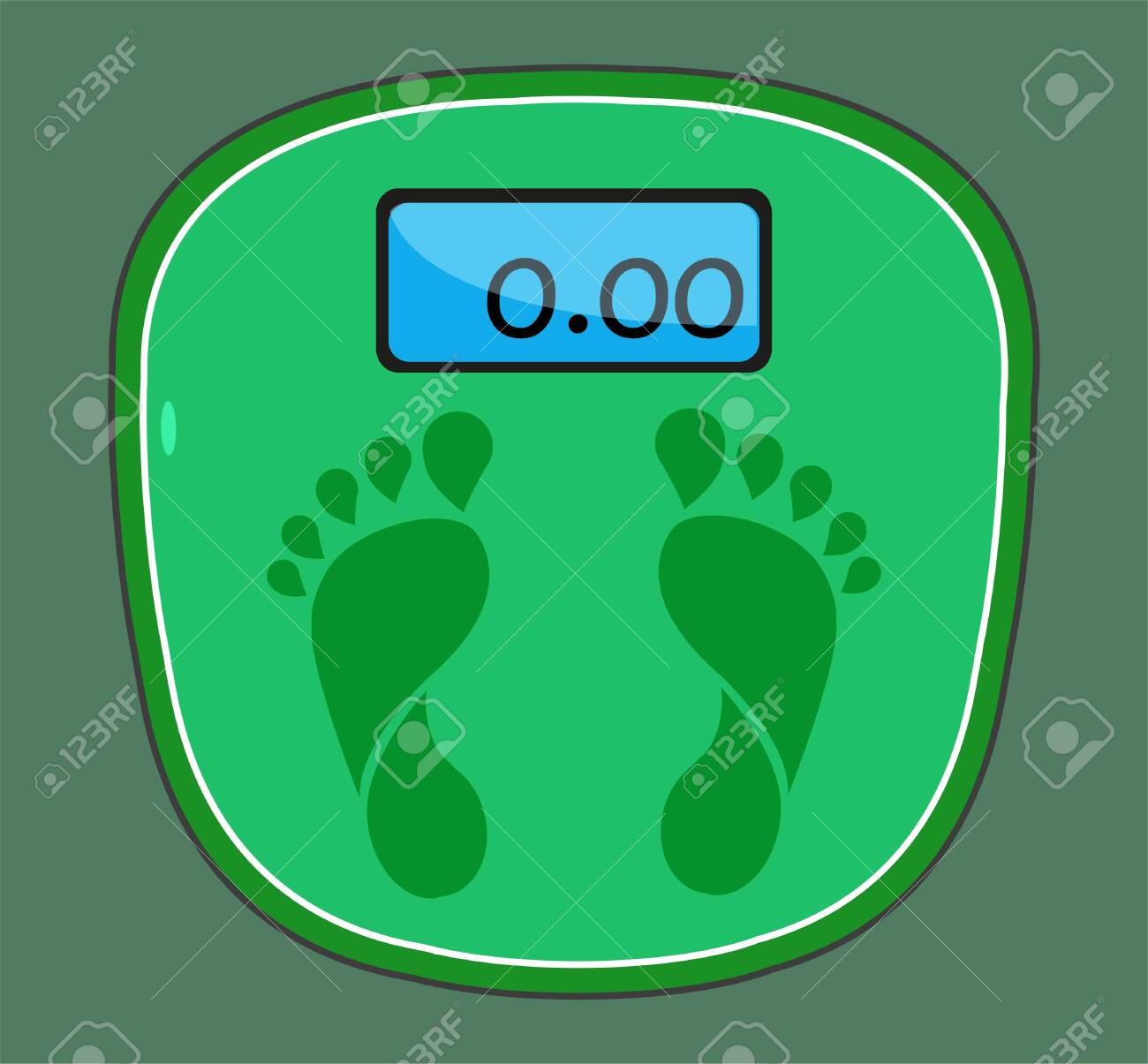 Weight scale foot icon. Scales icon isolated on green background. Vector illustration EPS 10 - 146542911 Weight scale foot icon. Scales icon isolated on green background. Vector illustration EPS 10 - 146542911