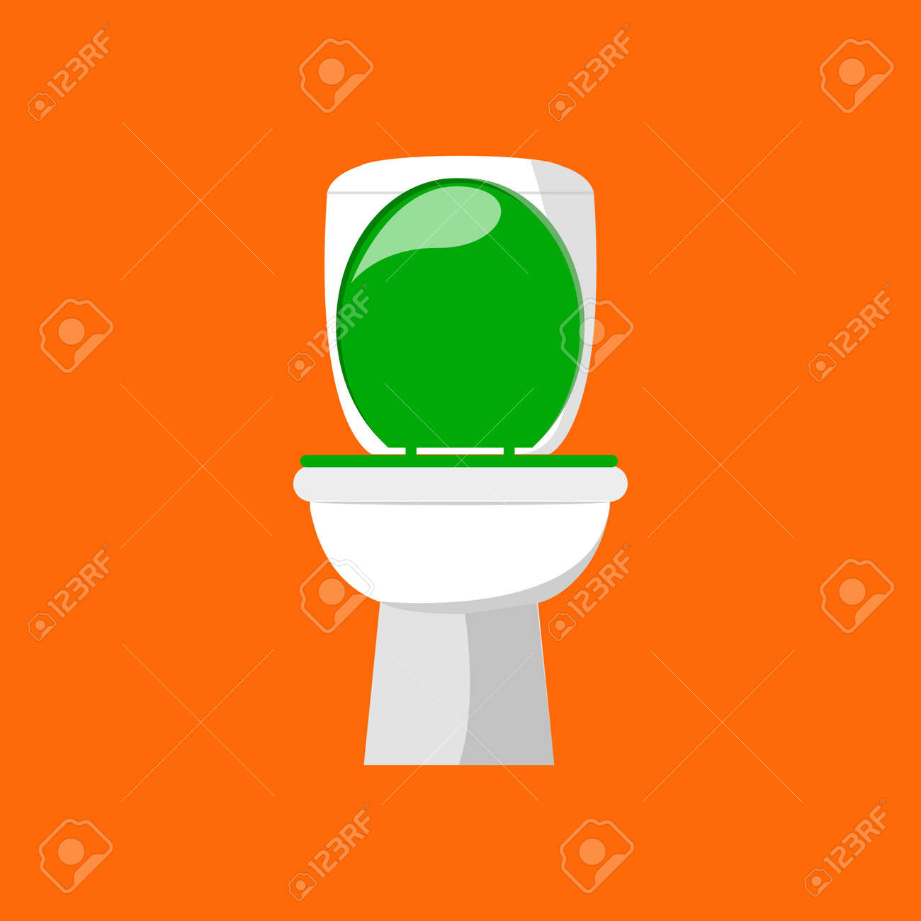 White ceramic toilet in flat style isolated on orange background. Vector illustration EPS 10. - 146957667 White ceramic toilet in flat style isolated on orange background. Vector illustration EPS 10. - 146957667