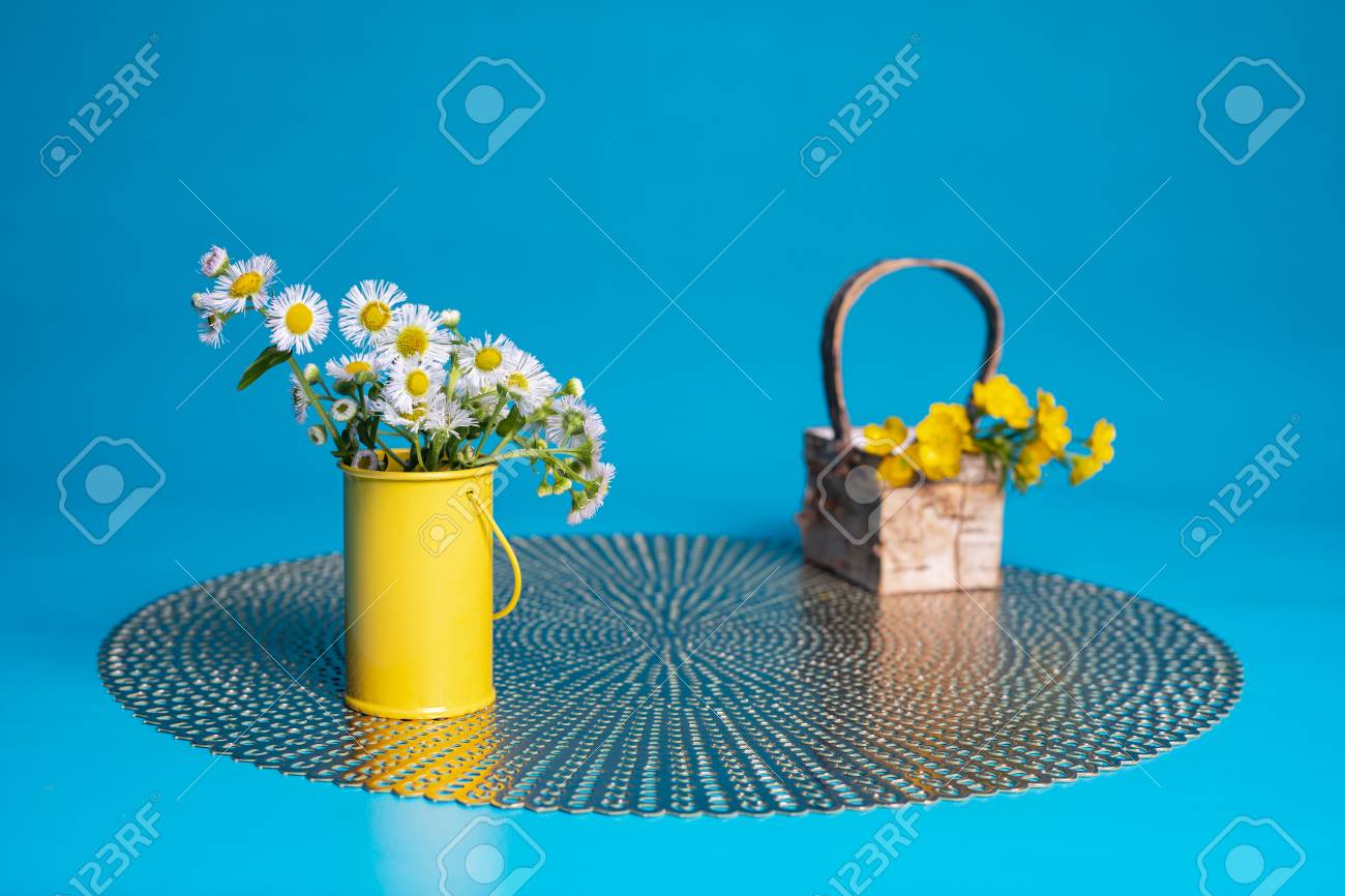 Small blue wildflower vase