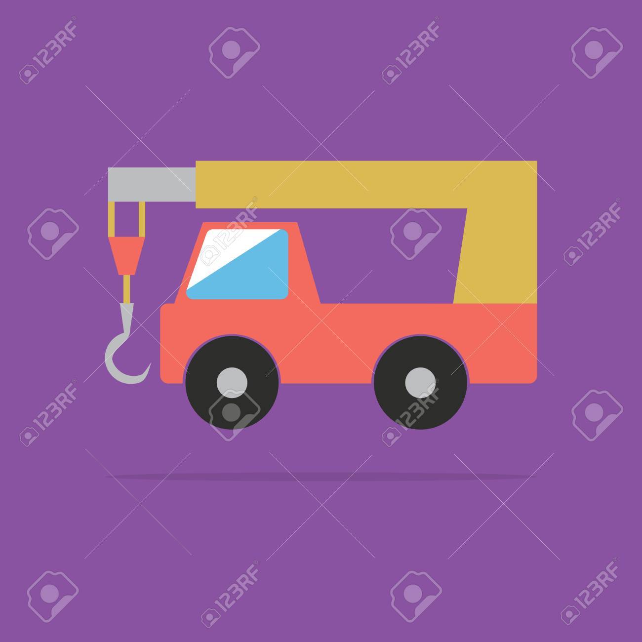 赤いクレーン車のイラスト素材 ベクタ Image