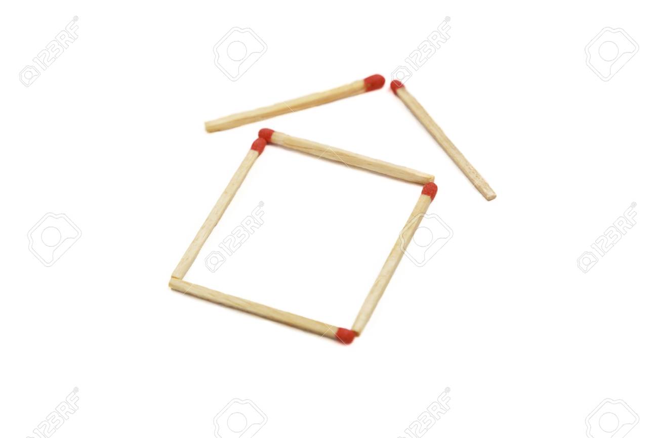 Isolierten Haus Aus Streichholzern Lizenzfreie Fotos Bilder Und