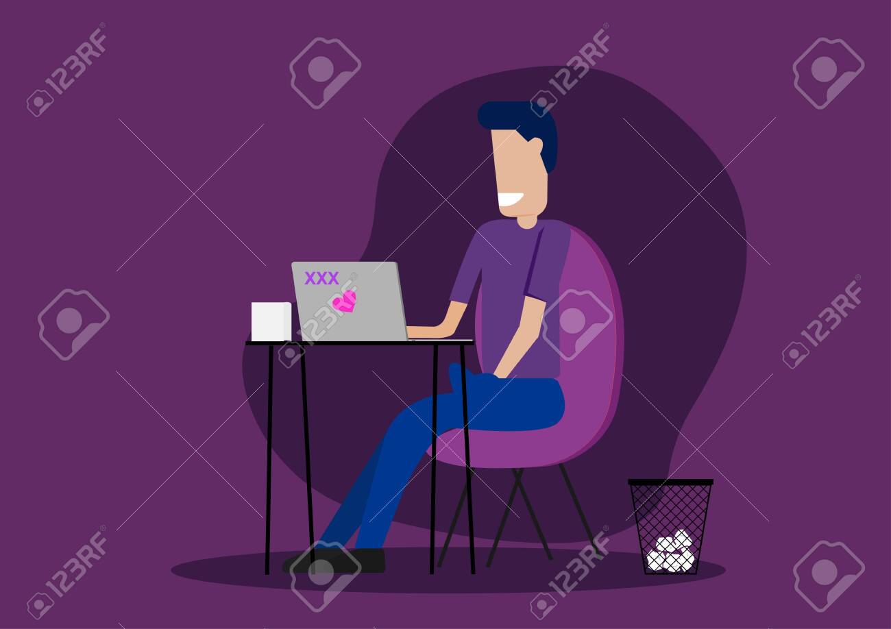 Computer Cartoon Porn - Cartoon Illustration Of A Man Masturbate While Watching Porn On The Laptop  Royalty Free SVG, Cliparts, Vectors, And Stock Illustration. Image  147140057.