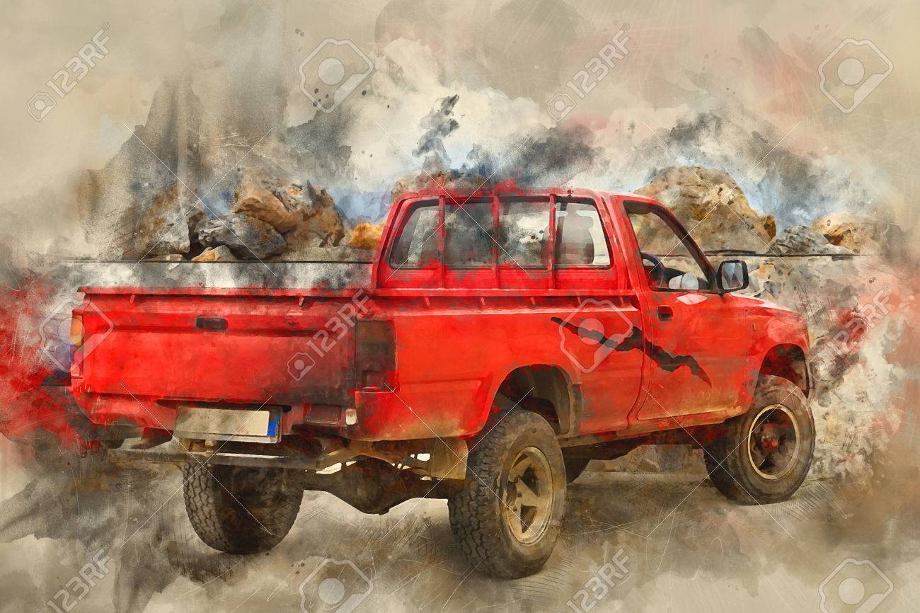 old red pickup truck