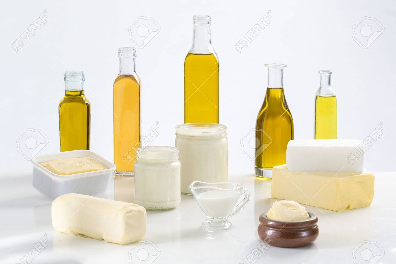 culinary variety of fats on white bacground - 53778460 culinary variety of fats on white bacground - 53778460