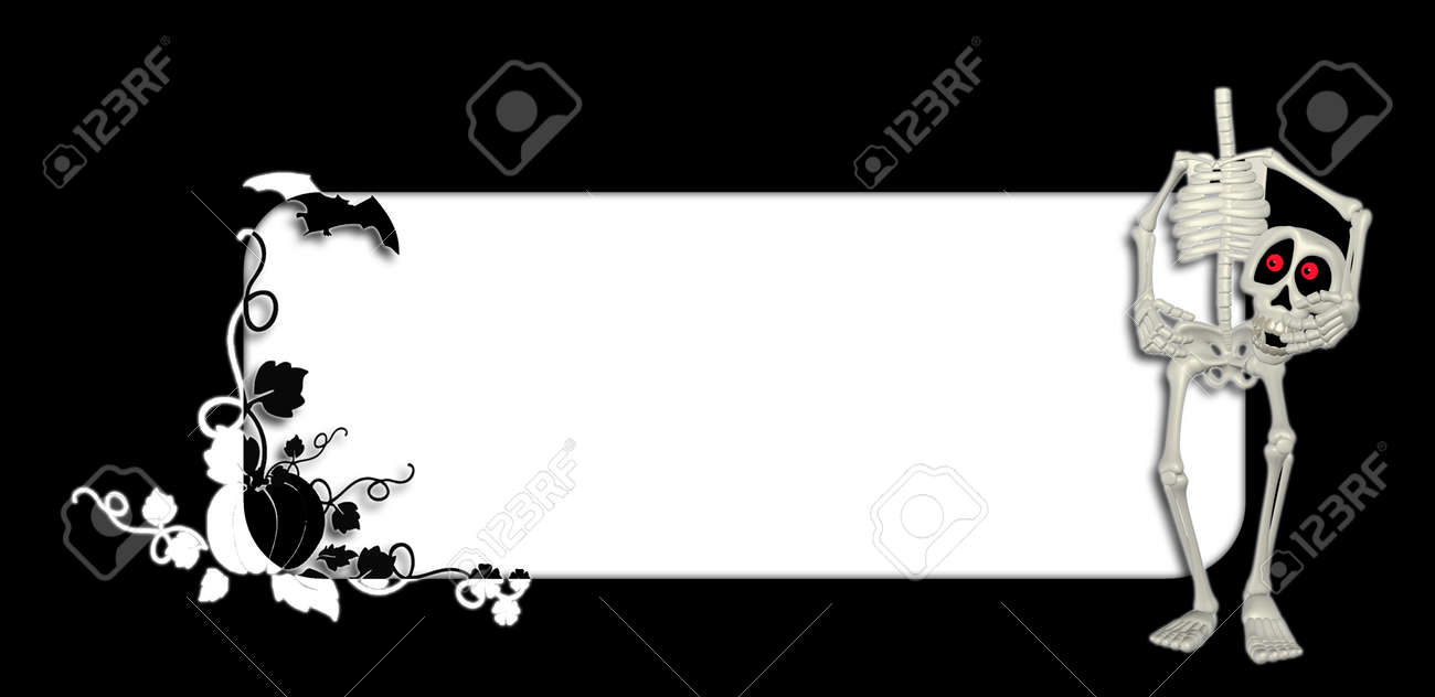 Illustration Of A Headless Skeleton In Front Of A Halloween Themed Illustration Of A Headless Skeleton In Front Of A Halloween Themed
