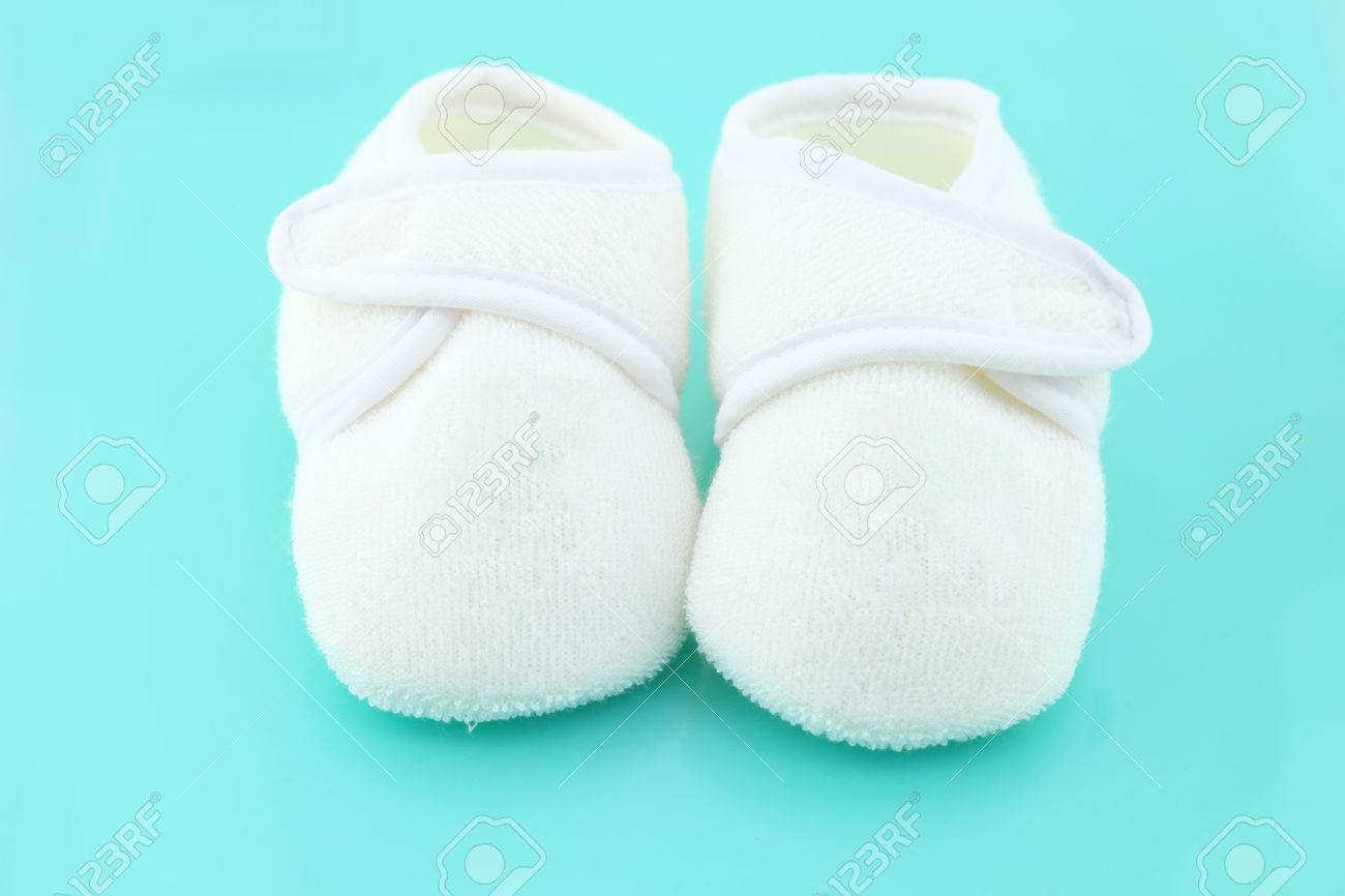 light blue baby shoes