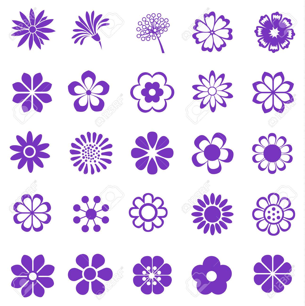紫の花のベクトルのセット 花のアイコンのイラスト素材 ベクタ Image 紫の花のベクトルのセット 花のアイコンのイラスト素材 ベクタ Image